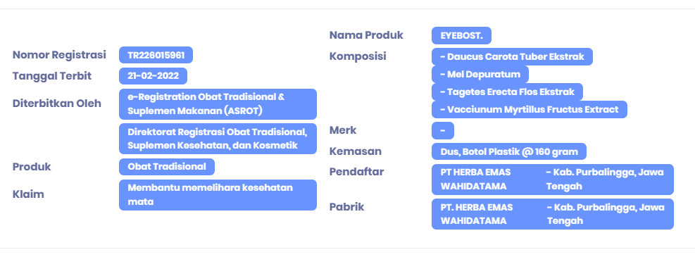 Nomor BPOM Eyebost yang Asli