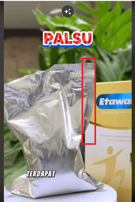 seal aluminium foil etawalin palsu